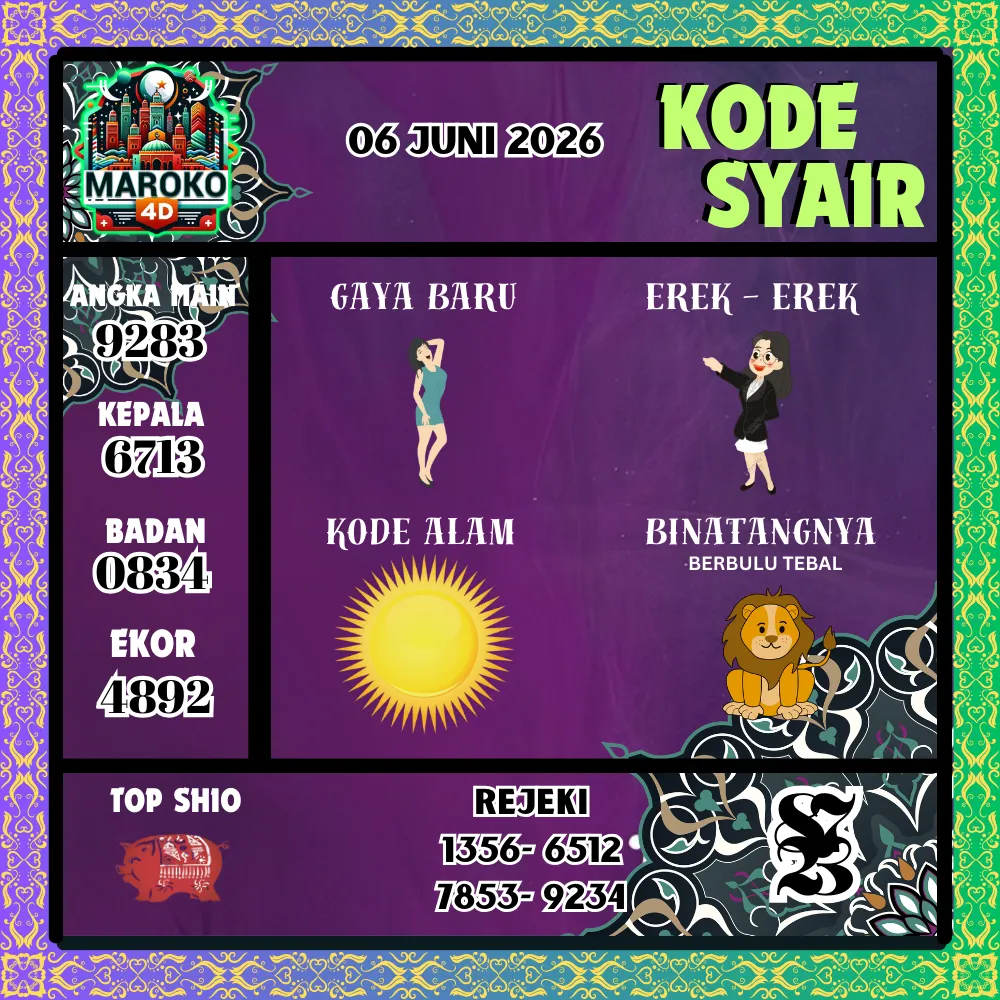 Kode Syair Maroko4D Pools - Juni 2026