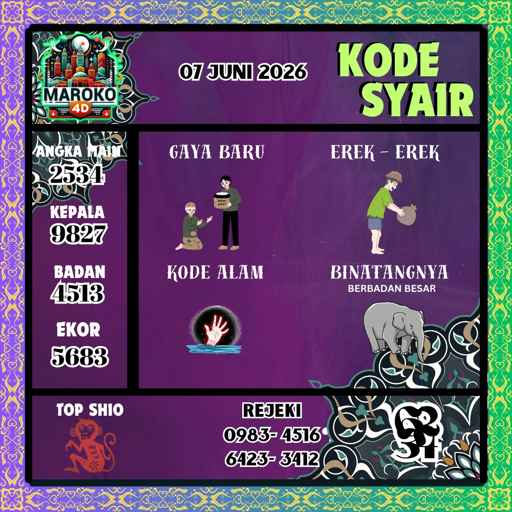 Kode Syair Maroko4D Pools - Juni 2026